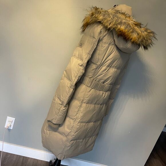 Dkny Faux Fur Snap Tab Gilet Coat-TAUPE-Medium - Picture 3 of 4